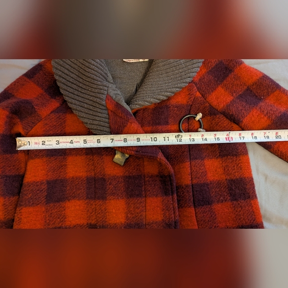 Free People Buffalo Plaid Wool Jacket Coat - Size 0 - Picture 11 of 12